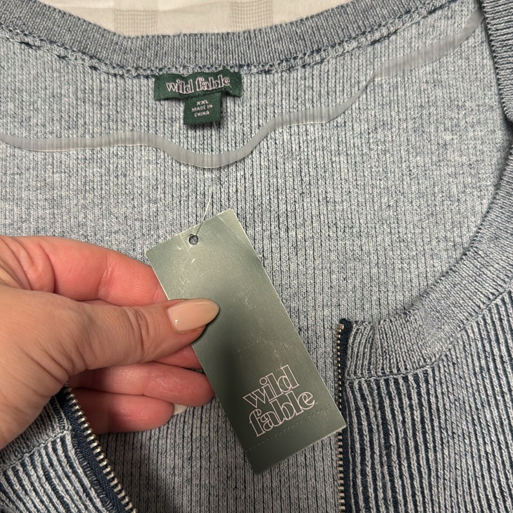 Wide Fable Ribbed Zip Up Jacket - Picture 2 of 5